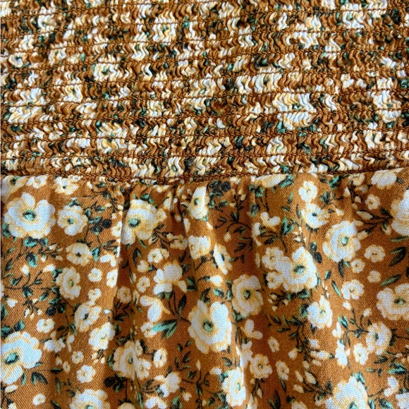 Old Navy Top Women’s 3X Brown Floral Smocked Peasant Blouse Boho Cottagecore - Picture 7 of 12